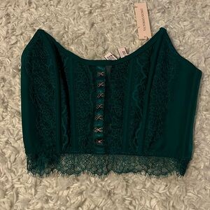 Victoria Secret green and lace corset top